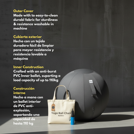 Backerz Balance Ball Chair - Pelota de ejercicio ergonómica - Our Cloud Design